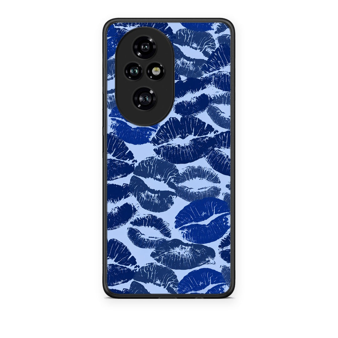Θήκη Honor 200 Pro 5G Blue Lipstick Kisses από τη Smartfits με σχέδιο στο πίσω μέρος και μαύρο περίβλημα | Honor 200 Pro 5G Blue Lipstick Kisses case with colorful back and black bezels