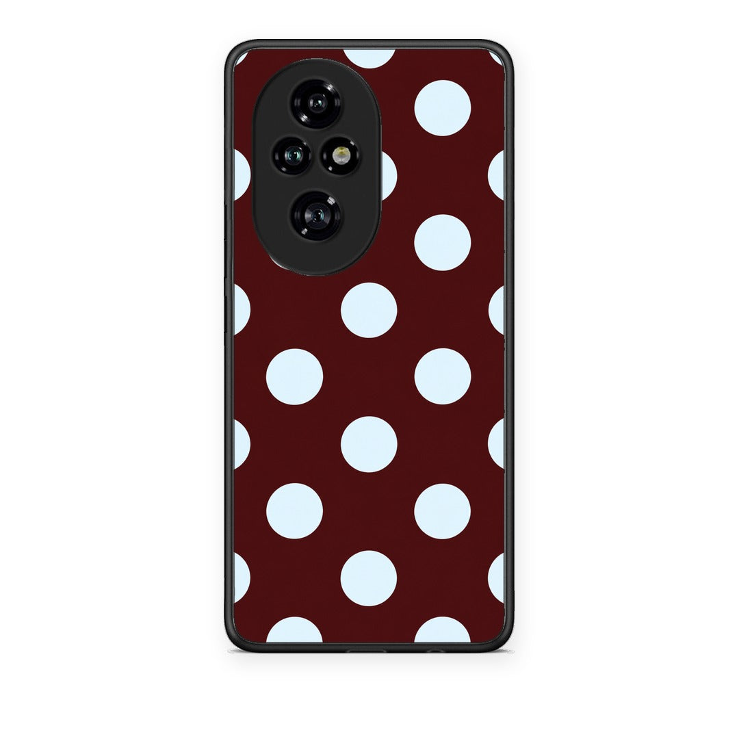 Θήκη Honor 200 Pro 5G Pale Blue Large Polka Dots on Burgundy από τη Smartfits με σχέδιο στο πίσω μέρος και μαύρο περίβλημα | Honor 200 Pro 5G Pale Blue Large Polka Dots on Burgundy case with colorful back and black bezels