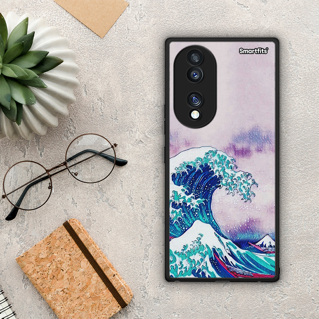 Θήκη Honor 70 5G Blue Waves από τη Smartfits με σχέδιο στο πίσω μέρος και μαύρο περίβλημα | Honor 70 5G Blue Waves Case with Colorful Back and Black Bezels