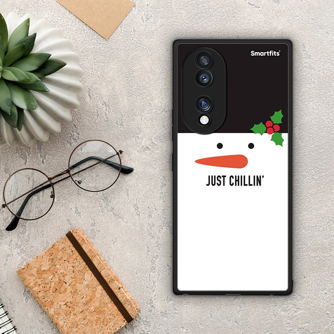 Θήκη Honor 70 5G Christmas Chillin από τη Smartfits με σχέδιο στο πίσω μέρος και μαύρο περίβλημα | Honor 70 5G Christmas Chillin Case with Colorful Back and Black Bezels