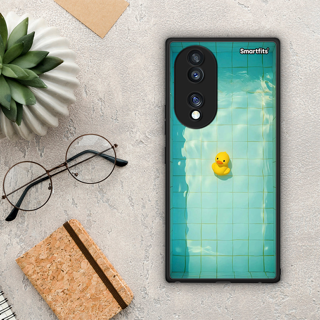 Θήκη Honor 70 5G Yellow Duck από τη Smartfits με σχέδιο στο πίσω μέρος και μαύρο περίβλημα | Honor 70 5G Yellow Duck Case with Colorful Back and Black Bezels