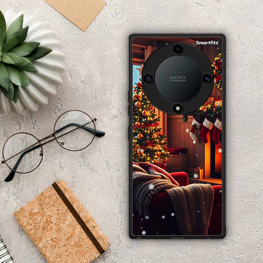 Θήκη Honor Magic5 Lite 5G / X9a Home For Christmas από τη Smartfits με σχέδιο στο πίσω μέρος και μαύρο περίβλημα | Honor Magic5 Lite 5G / X9a Home For Christmas Case with Colorful Back and Black Bezels
