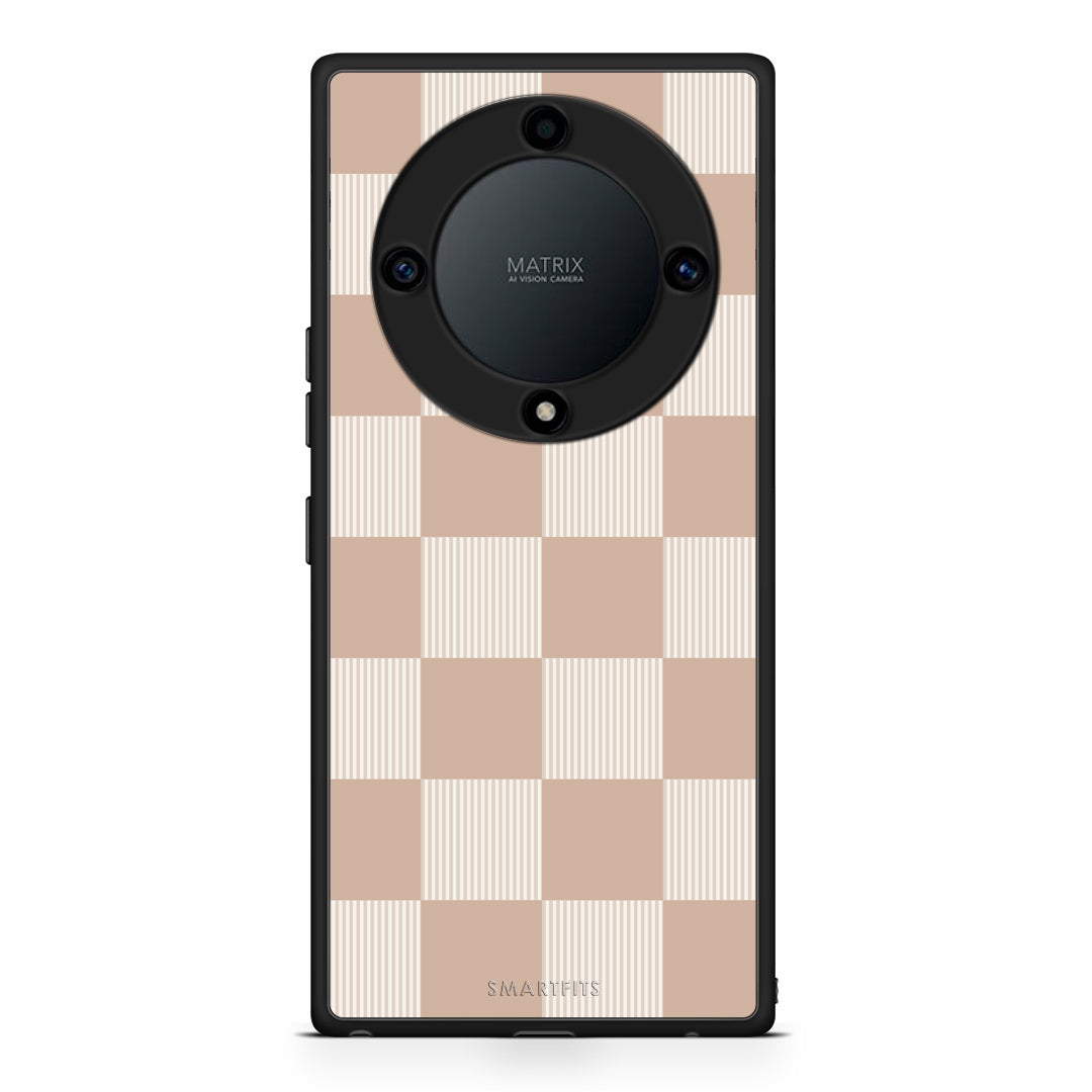Θήκη Honor Magic5 Lite 5G / X9a Latte and Cream Striped Checks από τη Smartfits με σχέδιο στο πίσω μέρος και μαύρο περίβλημα | Honor Magic5 Lite 5G / X9a Latte and Cream Striped Checks case with colorful back and black bezels