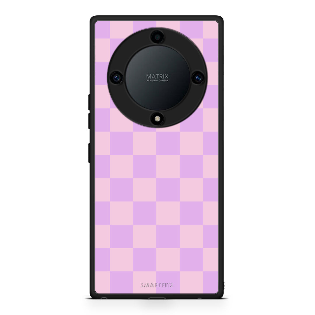 Θήκη Honor Magic5 Lite 5G / X9a Lavender and Pink Checkerboard από τη Smartfits με σχέδιο στο πίσω μέρος και μαύρο περίβλημα | Honor Magic5 Lite 5G / X9a Lavender and Pink Checkerboard case with colorful back and black bezels