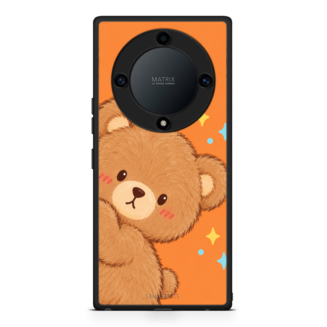 Θήκη Honor Magic5 Lite 5G / X9a Peekaboo Teddy on Orange από τη Smartfits με σχέδιο στο πίσω μέρος και μαύρο περίβλημα | Honor Magic5 Lite 5G / X9a Peekaboo Teddy on Orange case with colorful back and black bezels