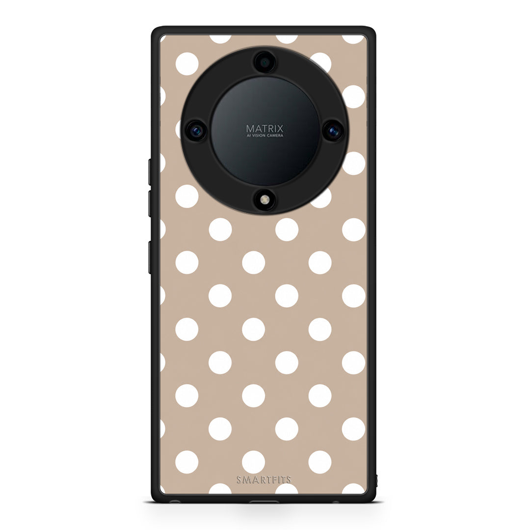 Θήκη Honor Magic5 Lite 5G / X9a White Polka Dots on Taupe από τη Smartfits με σχέδιο στο πίσω μέρος και μαύρο περίβλημα | Honor Magic5 Lite 5G / X9a White Polka Dots on Taupe case with colorful back and black bezels