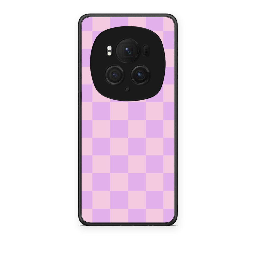 Θήκη Honor Magic6 Pro Lavender and Pink Checkerboard από τη Smartfits με σχέδιο στο πίσω μέρος και μαύρο περίβλημα | Honor Magic6 Pro Lavender and Pink Checkerboard case with colorful back and black bezels
