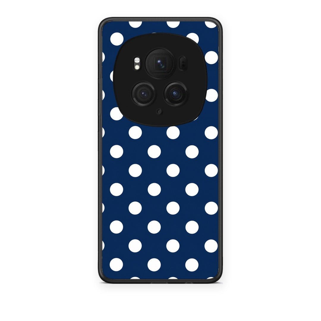 Θήκη Honor Magic6 Pro White Large Polka Dots on Navy από τη Smartfits με σχέδιο στο πίσω μέρος και μαύρο περίβλημα | Honor Magic6 Pro White Large Polka Dots on Navy case with colorful back and black bezels