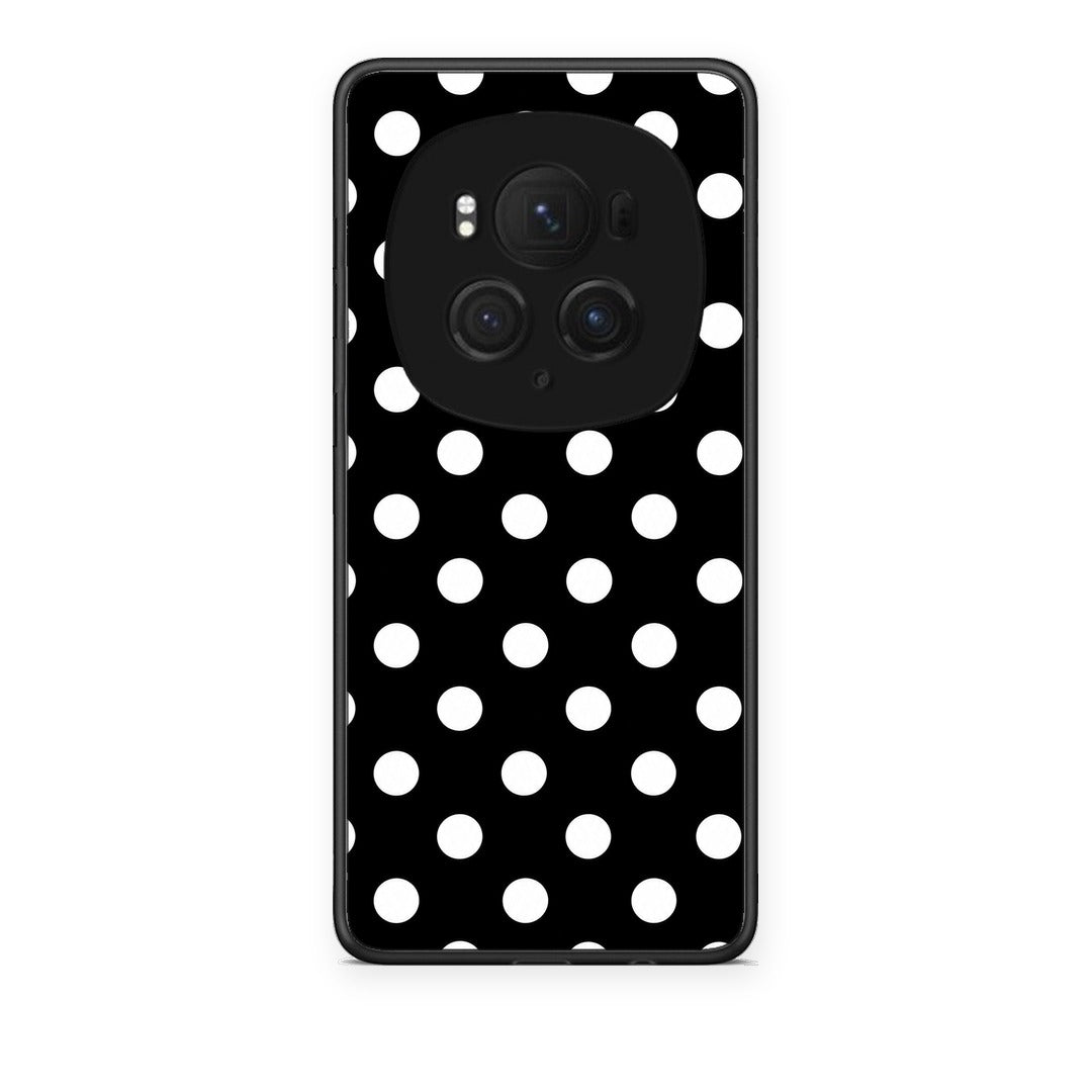 Θήκη Honor Magic6 Pro White Polka Dots on Black από τη Smartfits με σχέδιο στο πίσω μέρος και μαύρο περίβλημα | Honor Magic6 Pro White Polka Dots on Black case with colorful back and black bezels
