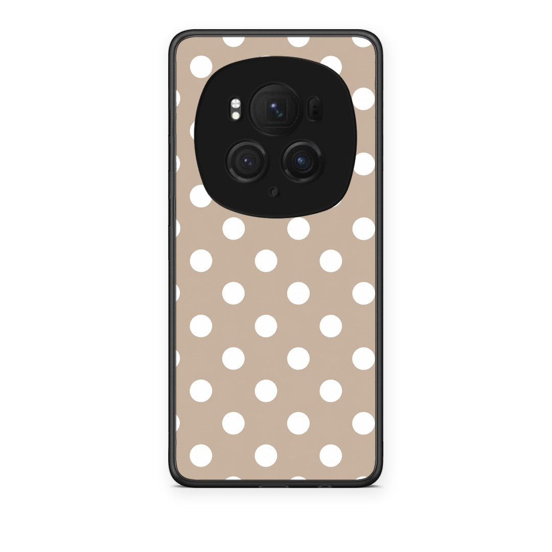 Θήκη Honor Magic6 Pro White Polka Dots on Taupe από τη Smartfits με σχέδιο στο πίσω μέρος και μαύρο περίβλημα | Honor Magic6 Pro White Polka Dots on Taupe case with colorful back and black bezels