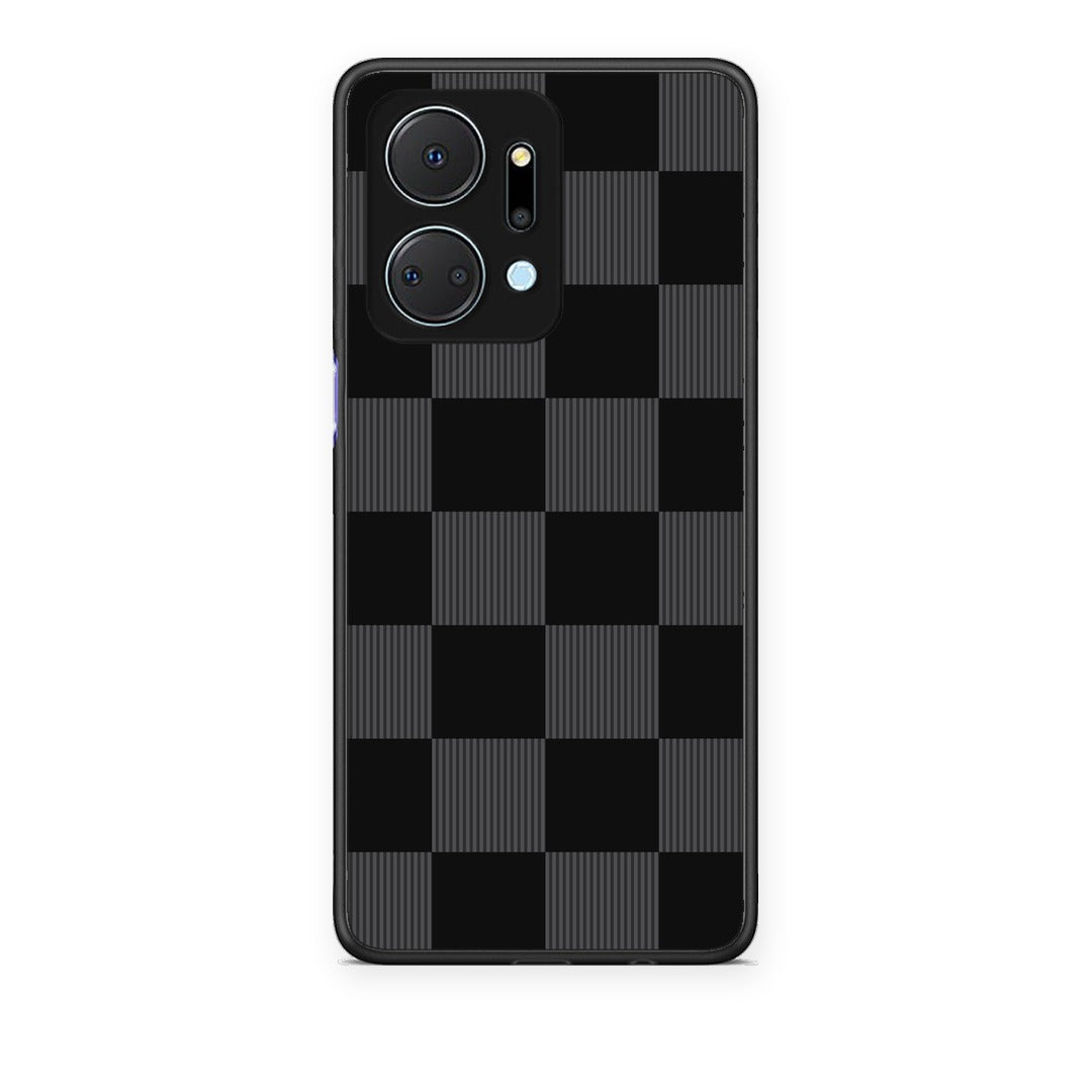 Θήκη Honor X7a Black and Charcoal Striped Checks από τη Smartfits με σχέδιο στο πίσω μέρος και μαύρο περίβλημα | Honor X7a Black and Charcoal Striped Checks case with colorful back and black bezels