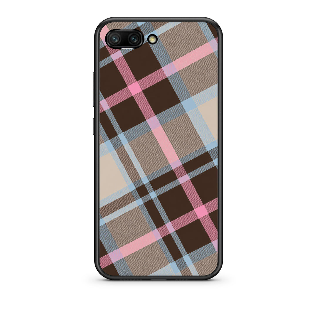 Θήκη Honor 10 Brown Pink and Blue Diagonal Plaid από τη Smartfits με σχέδιο στο πίσω μέρος και μαύρο περίβλημα | Honor 10 Brown Pink and Blue Diagonal Plaid case with colorful back and black bezels