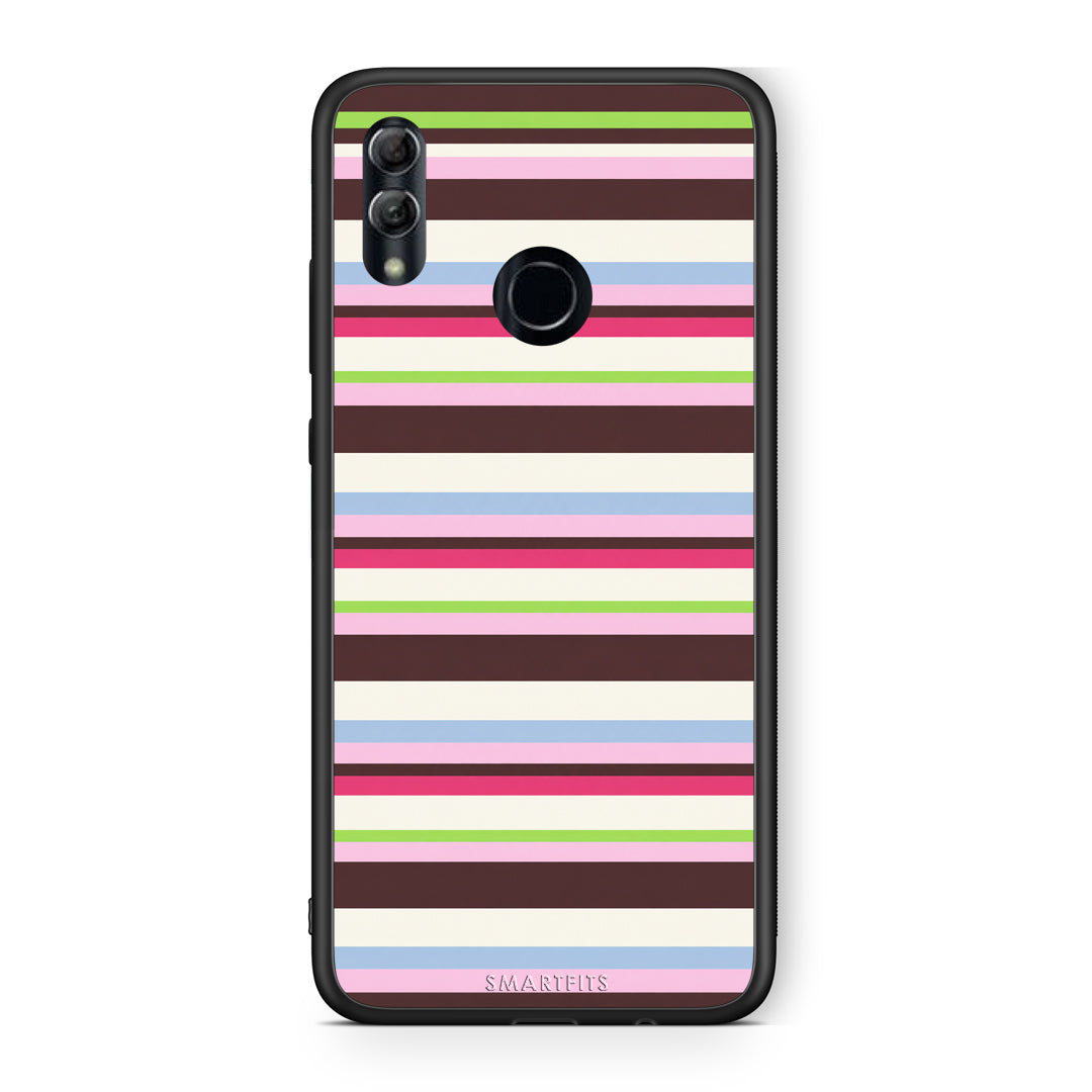 Θήκη Honor 10 Lite Multicolour Horizontal Stripes από τη Smartfits με σχέδιο στο πίσω μέρος και μαύρο περίβλημα | Honor 10 Lite Multicolour Horizontal Stripes case with colorful back and black bezels