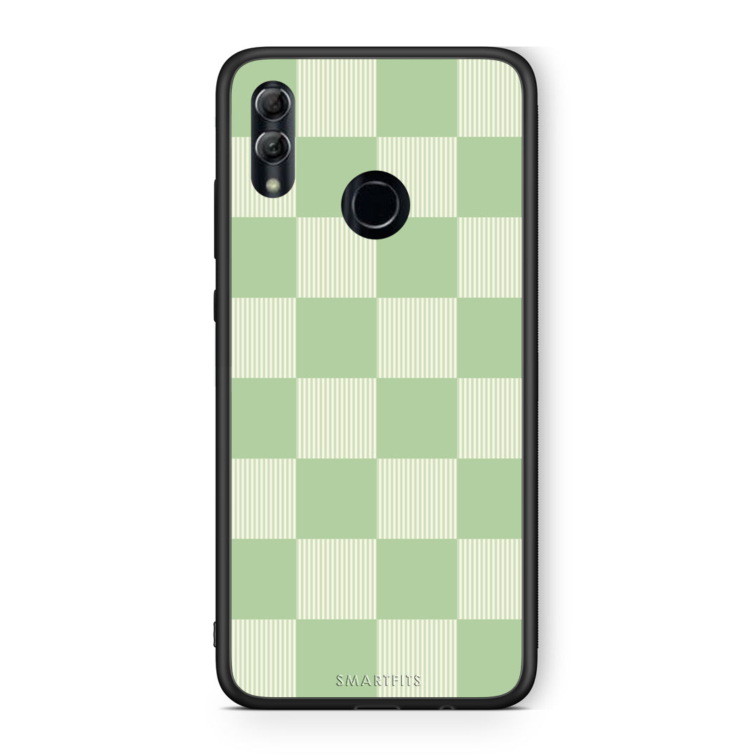 Θήκη Honor 10 Lite Sage and Cream Striped Checks από τη Smartfits με σχέδιο στο πίσω μέρος και μαύρο περίβλημα | Honor 10 Lite Sage and Cream Striped Checks case with colorful back and black bezels