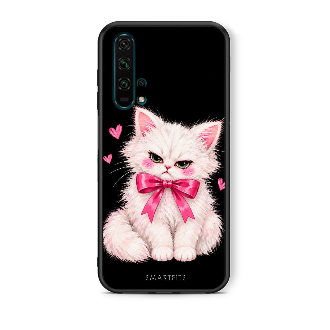 Θήκη Honor 20 Pro Grumpy Party Kitten on Black από τη Smartfits με σχέδιο στο πίσω μέρος και μαύρο περίβλημα | Honor 20 Pro Grumpy Party Kitten on Black case with colorful back and black bezels