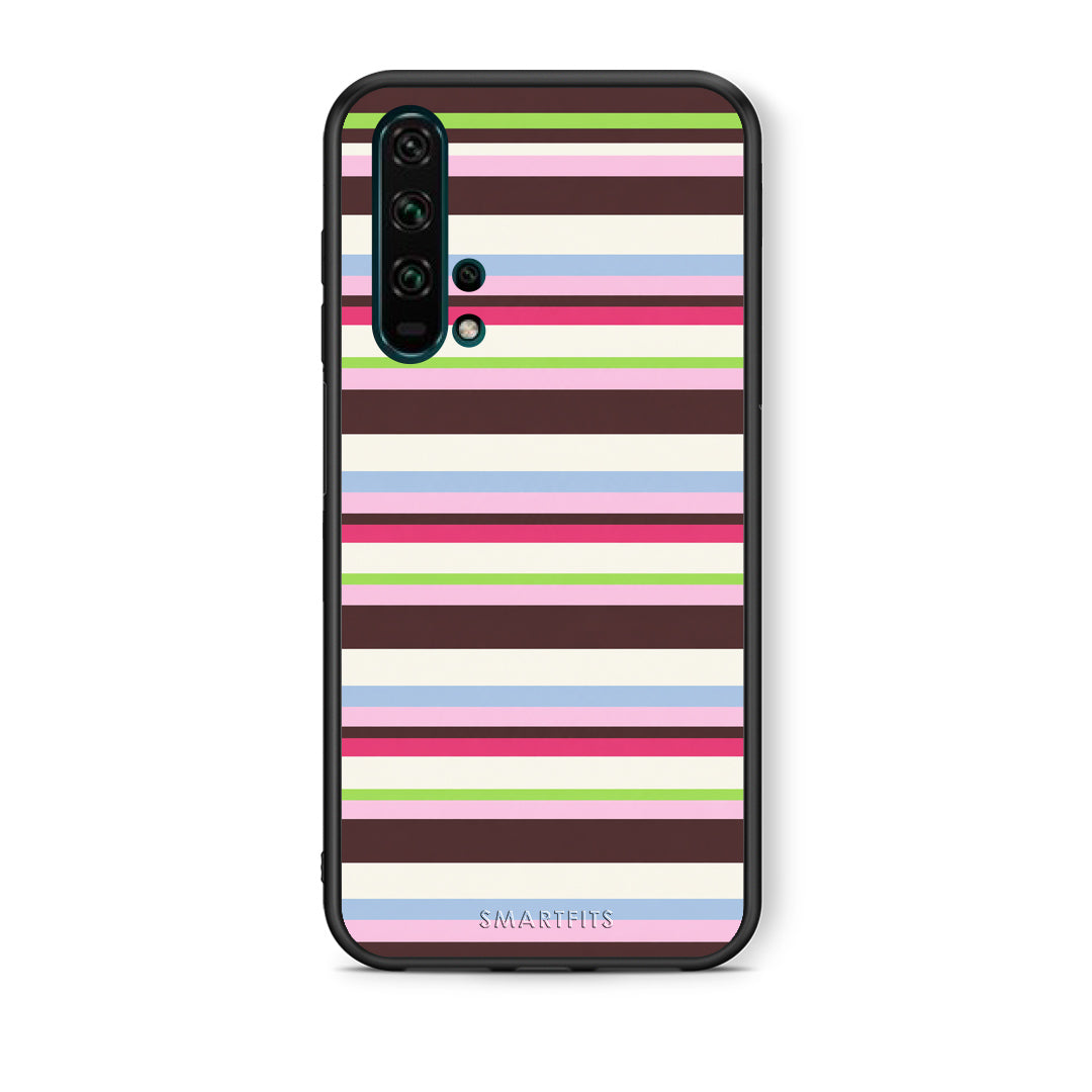 Θήκη Honor 20 Pro Multicolour Horizontal Stripes από τη Smartfits με σχέδιο στο πίσω μέρος και μαύρο περίβλημα | Honor 20 Pro Multicolour Horizontal Stripes case with colorful back and black bezels
