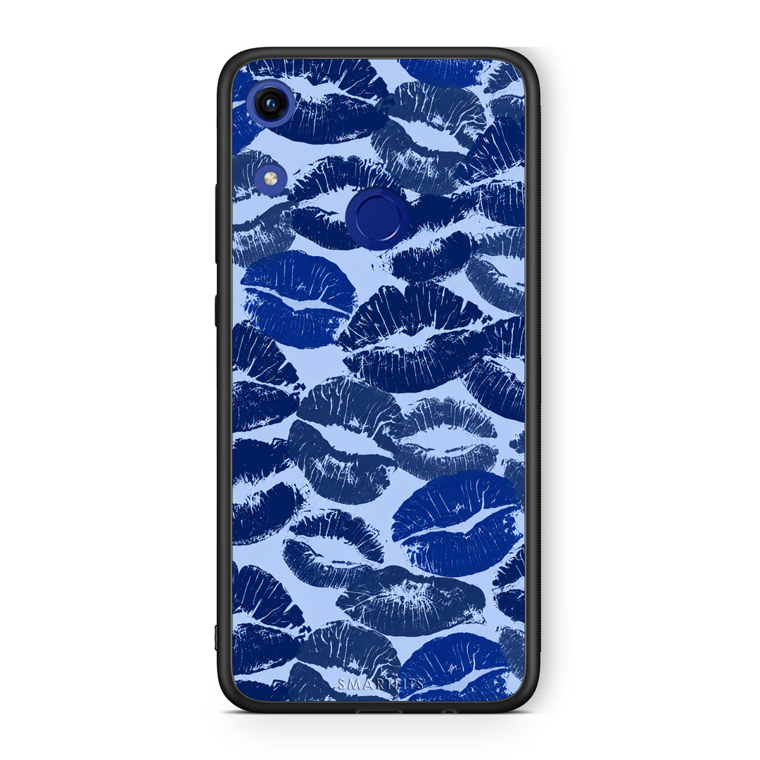 Θήκη Honor 8A Blue Lipstick Kisses από τη Smartfits με σχέδιο στο πίσω μέρος και μαύρο περίβλημα | Honor 8A Blue Lipstick Kisses case with colorful back and black bezels