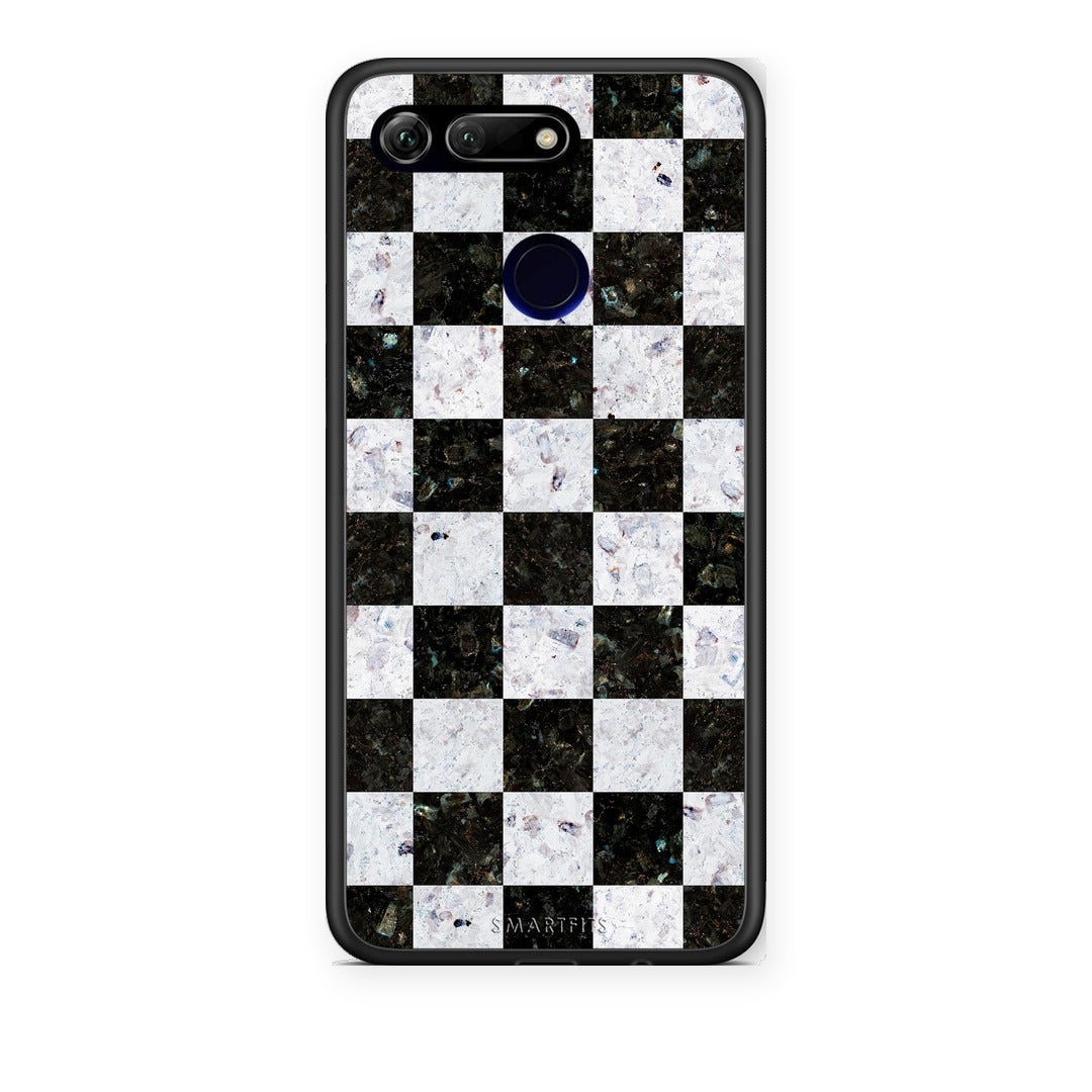 Θήκη Honor View 20 Marble Square Geometric από τη Smartfits με σχέδιο στο πίσω μέρος και μαύρο περίβλημα | Honor View 20 Marble Square Geometric case with colorful back and black bezels