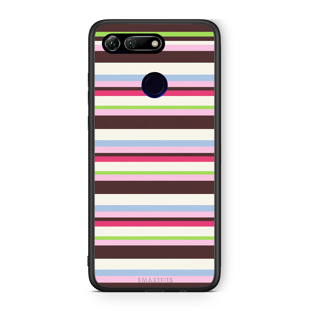Θήκη Honor View 20 Multicolour Horizontal Stripes από τη Smartfits με σχέδιο στο πίσω μέρος και μαύρο περίβλημα | Honor View 20 Multicolour Horizontal Stripes case with colorful back and black bezels