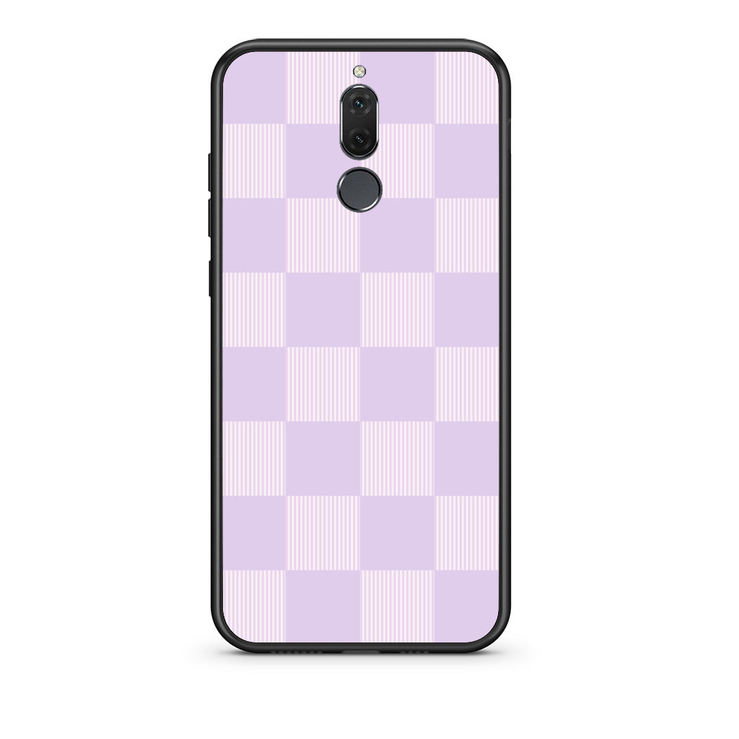 Θήκη Huawei Mate 10 Lite Lilac and Cream Striped Checks από τη Smartfits με σχέδιο στο πίσω μέρος και μαύρο περίβλημα | Huawei Mate 10 Lite Lilac and Cream Striped Checks case with colorful back and black bezels