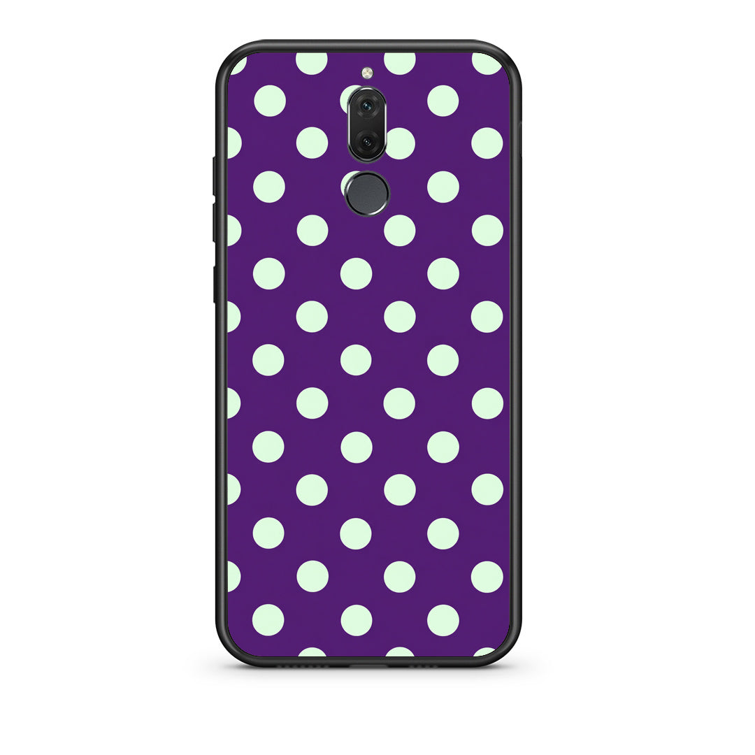 Θήκη Huawei Mate 10 Lite Mint Polka Dots on Purple από τη Smartfits με σχέδιο στο πίσω μέρος και μαύρο περίβλημα | Huawei Mate 10 Lite Mint Polka Dots on Purple case with colorful back and black bezels