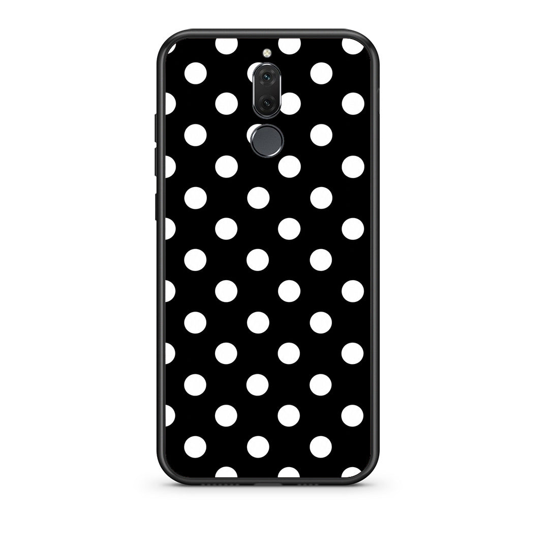 Θήκη Huawei Mate 10 Lite White Polka Dots on Black από τη Smartfits με σχέδιο στο πίσω μέρος και μαύρο περίβλημα | Huawei Mate 10 Lite White Polka Dots on Black case with colorful back and black bezels