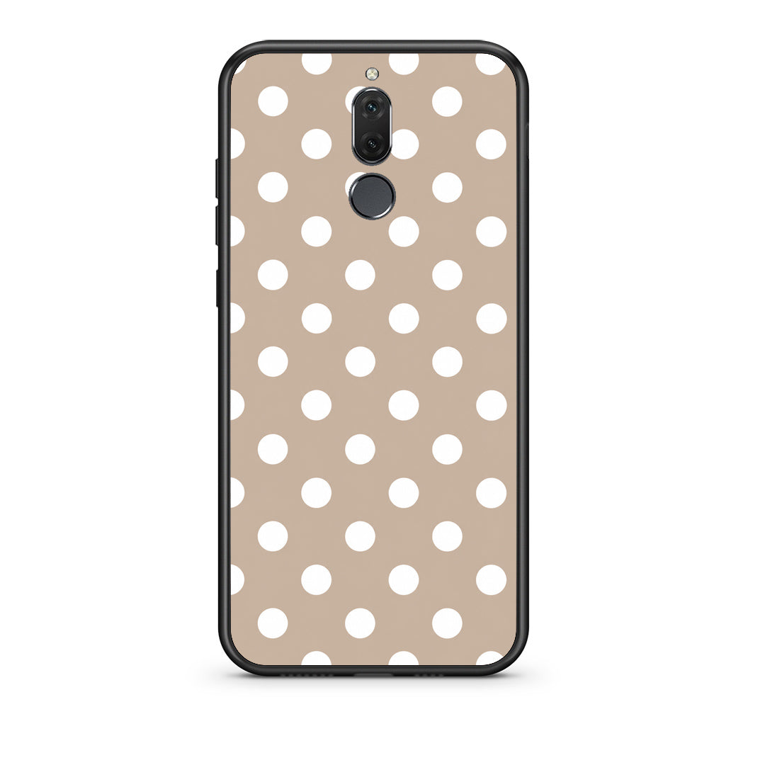 Θήκη Huawei Mate 10 Lite White Polka Dots on Taupe από τη Smartfits με σχέδιο στο πίσω μέρος και μαύρο περίβλημα | Huawei Mate 10 Lite White Polka Dots on Taupe case with colorful back and black bezels