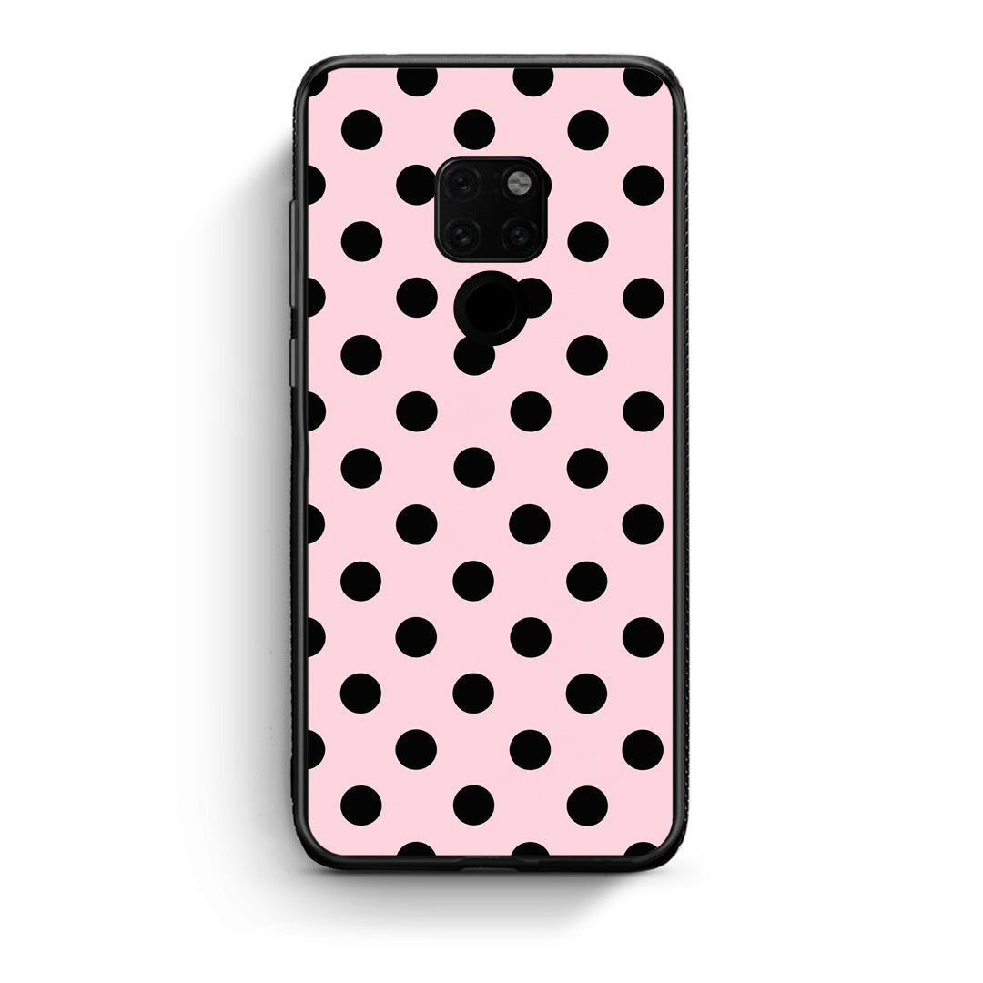 Θήκη Huawei Mate 20 Black Polka Dots on Pink από τη Smartfits με σχέδιο στο πίσω μέρος και μαύρο περίβλημα | Huawei Mate 20 Black Polka Dots on Pink case with colorful back and black bezels