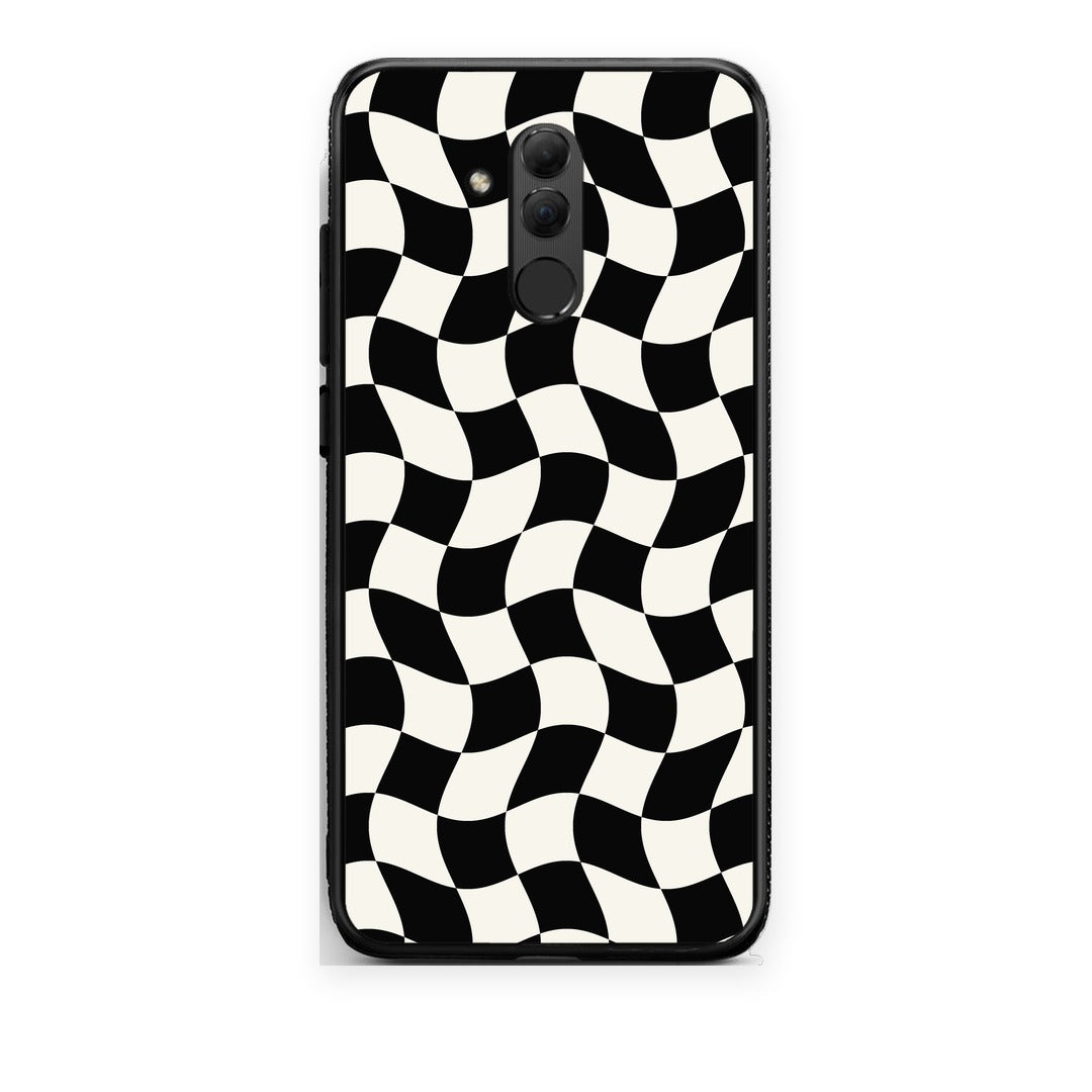 Θήκη Huawei Mate 20 Lite Black and Cream Wavy Checkerboard από τη Smartfits με σχέδιο στο πίσω μέρος και μαύρο περίβλημα | Huawei Mate 20 Lite Black and Cream Wavy Checkerboard case with colorful back and black bezels