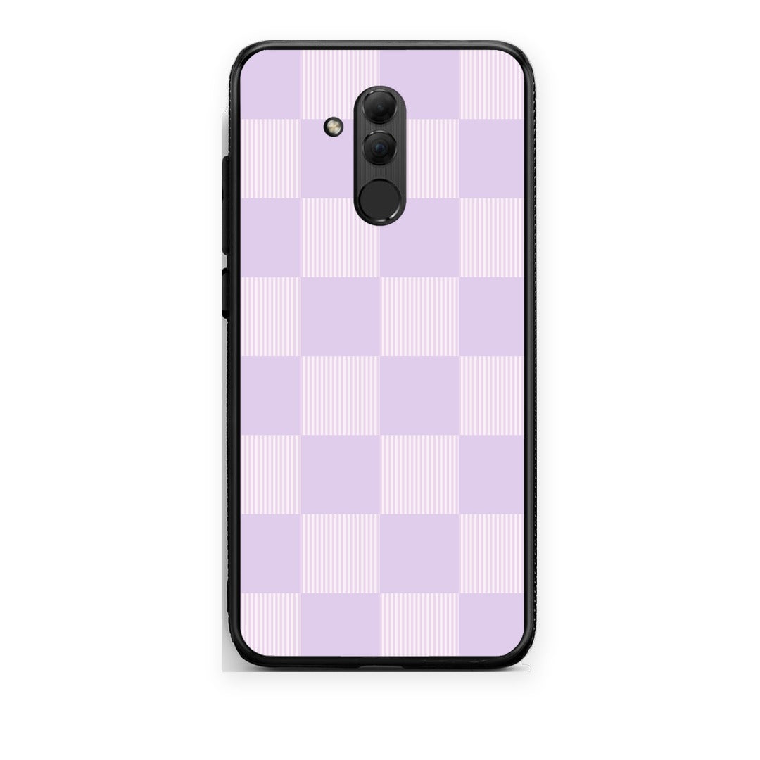 Θήκη Huawei Mate 20 Lite Lilac and Cream Striped Checks από τη Smartfits με σχέδιο στο πίσω μέρος και μαύρο περίβλημα | Huawei Mate 20 Lite Lilac and Cream Striped Checks case with colorful back and black bezels