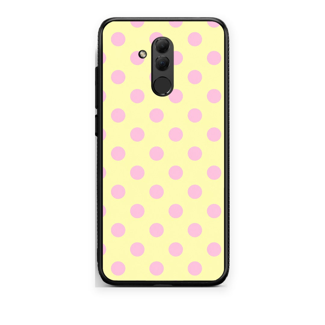 Θήκη Huawei Mate 20 Lite Pink Polka Dots on Yellow από τη Smartfits με σχέδιο στο πίσω μέρος και μαύρο περίβλημα | Huawei Mate 20 Lite Pink Polka Dots on Yellow case with colorful back and black bezels