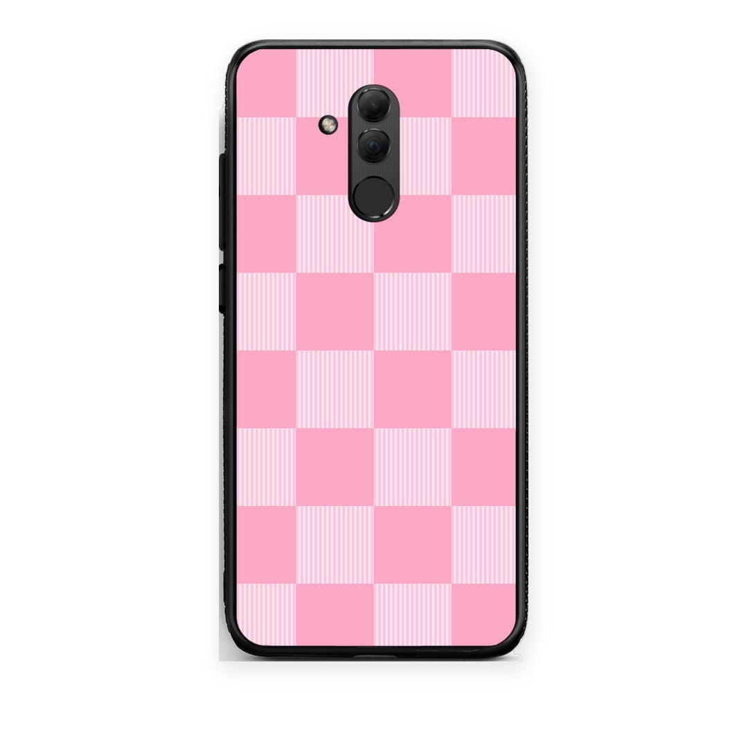 Θήκη Huawei Mate 20 Lite Pink and White Striped Checks από τη Smartfits με σχέδιο στο πίσω μέρος και μαύρο περίβλημα | Huawei Mate 20 Lite Pink and White Striped Checks case with colorful back and black bezels