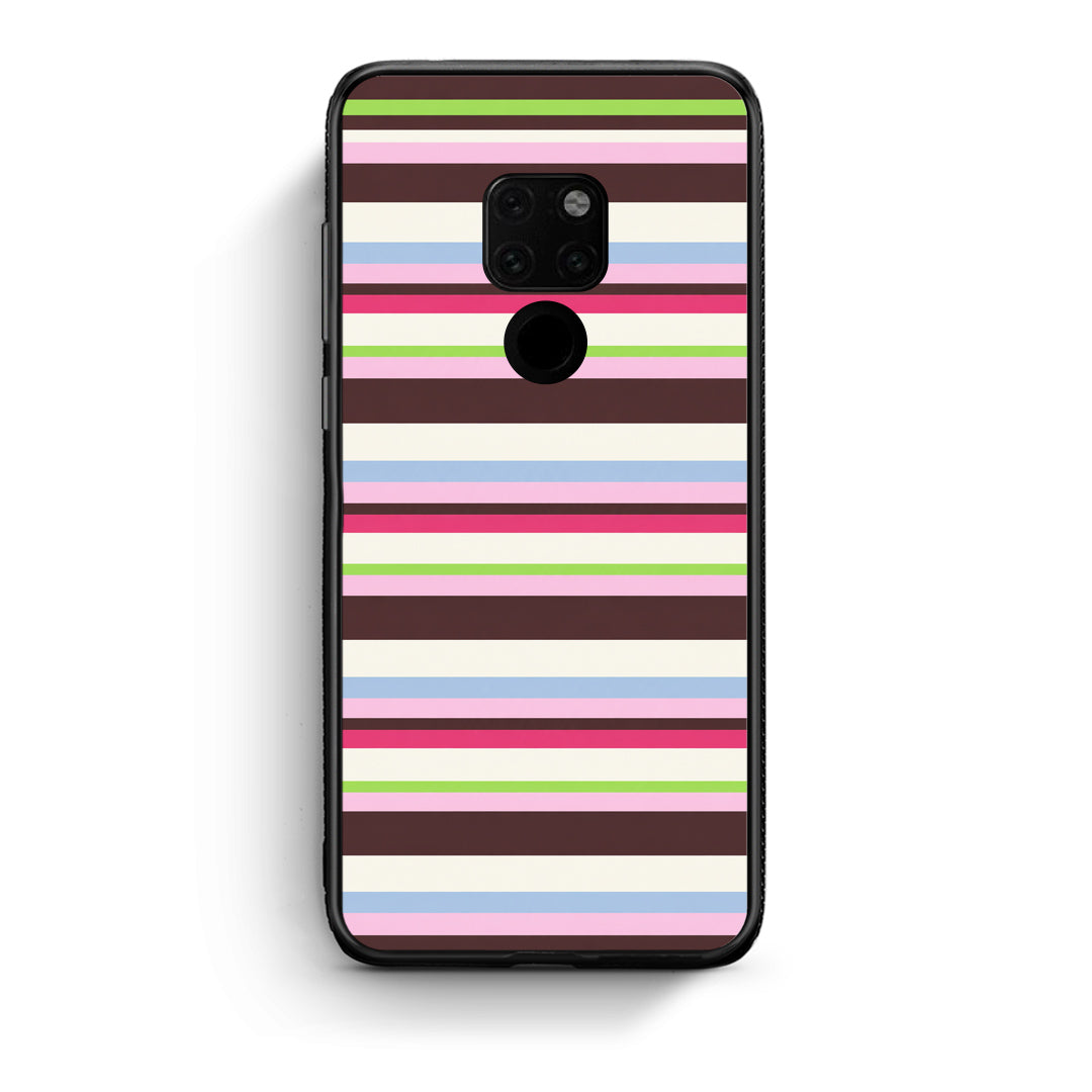Θήκη Huawei Mate 20 Multicolour Horizontal Stripes από τη Smartfits με σχέδιο στο πίσω μέρος και μαύρο περίβλημα | Huawei Mate 20 Multicolour Horizontal Stripes case with colorful back and black bezels