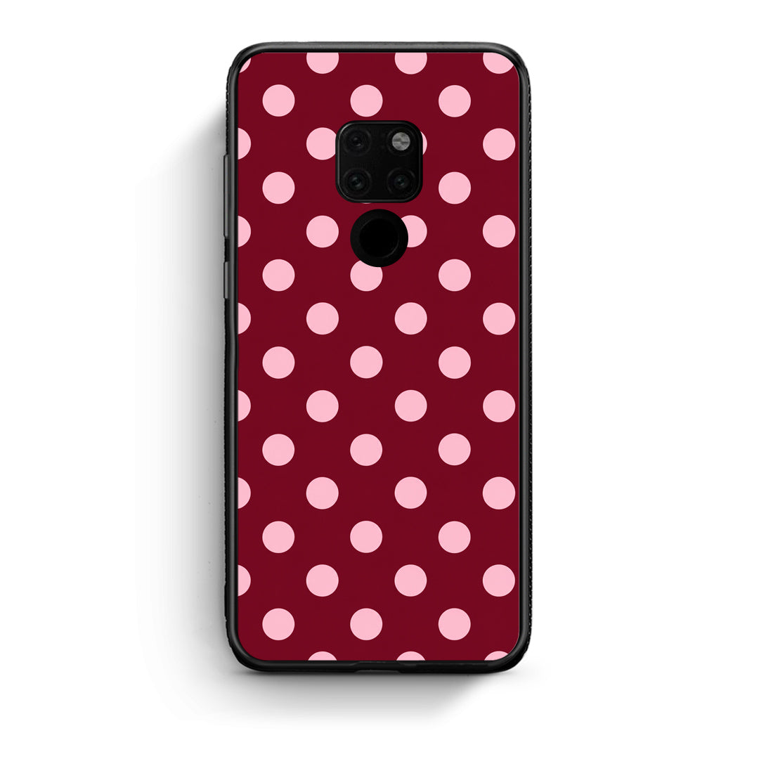 Θήκη Huawei Mate 20 Pink Polka Dots on Burgundy από τη Smartfits με σχέδιο στο πίσω μέρος και μαύρο περίβλημα | Huawei Mate 20 Pink Polka Dots on Burgundy case with colorful back and black bezels