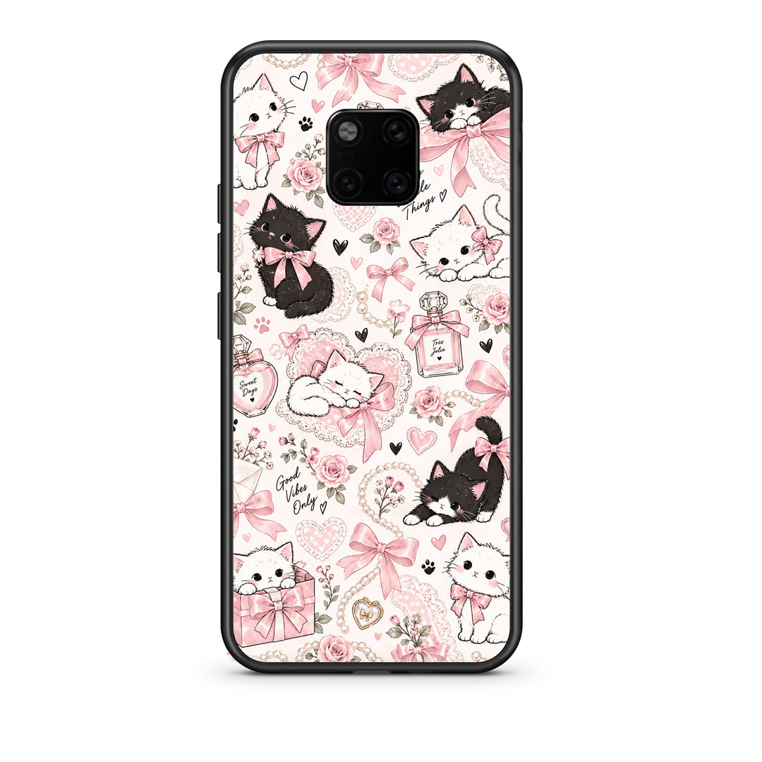 Θήκη Huawei Mate 20 Pro Pink Bows and Kittens Collage από τη Smartfits με σχέδιο στο πίσω μέρος και μαύρο περίβλημα | Huawei Mate 20 Pro Pink Bows and Kittens Collage case with colorful back and black bezels