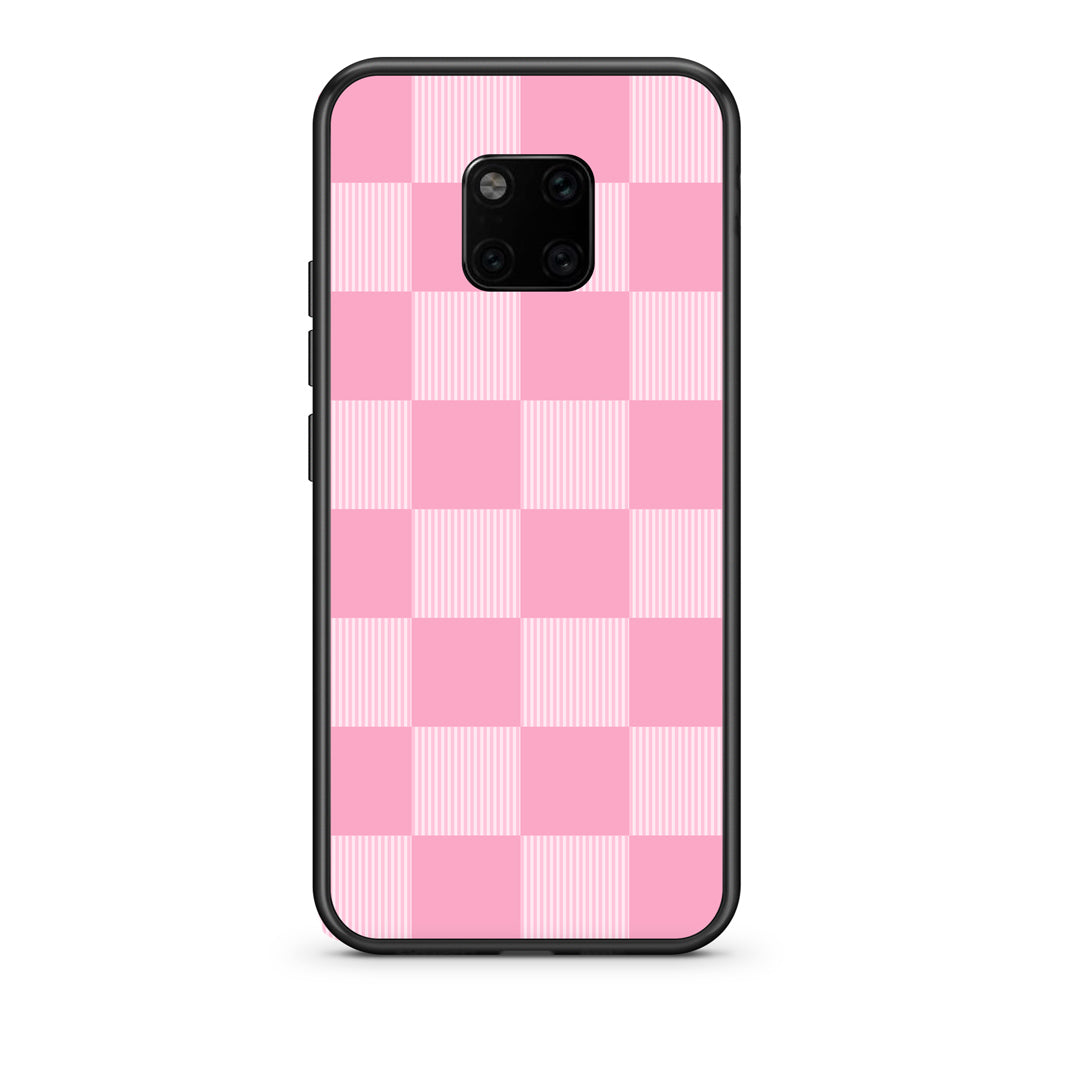 Θήκη Huawei Mate 20 Pro Pink and White Striped Checks από τη Smartfits με σχέδιο στο πίσω μέρος και μαύρο περίβλημα | Huawei Mate 20 Pro Pink and White Striped Checks case with colorful back and black bezels