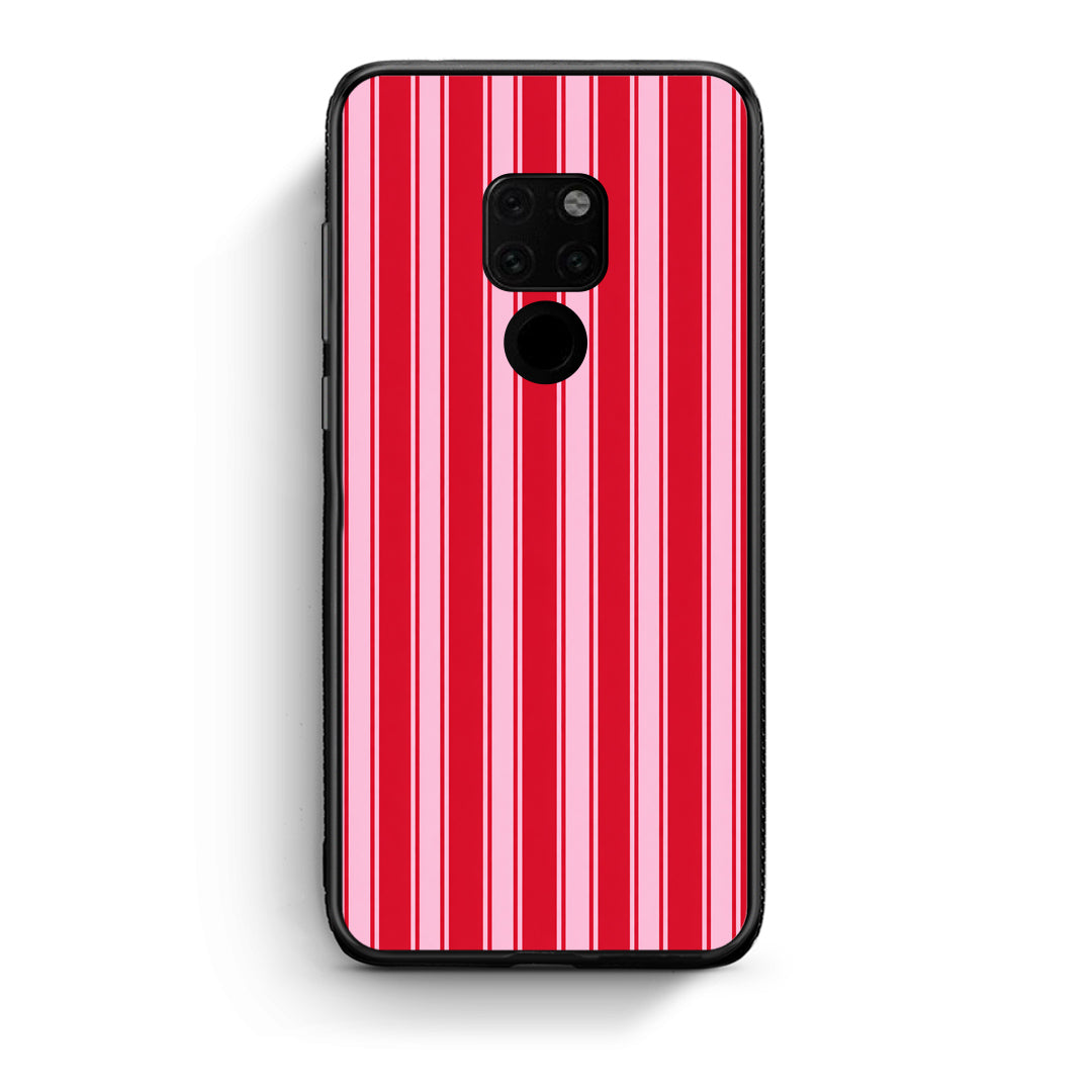 Θήκη Huawei Mate 20 Red and Pink Vertical Pinstripes από τη Smartfits με σχέδιο στο πίσω μέρος και μαύρο περίβλημα | Huawei Mate 20 Red and Pink Vertical Pinstripes case with colorful back and black bezels