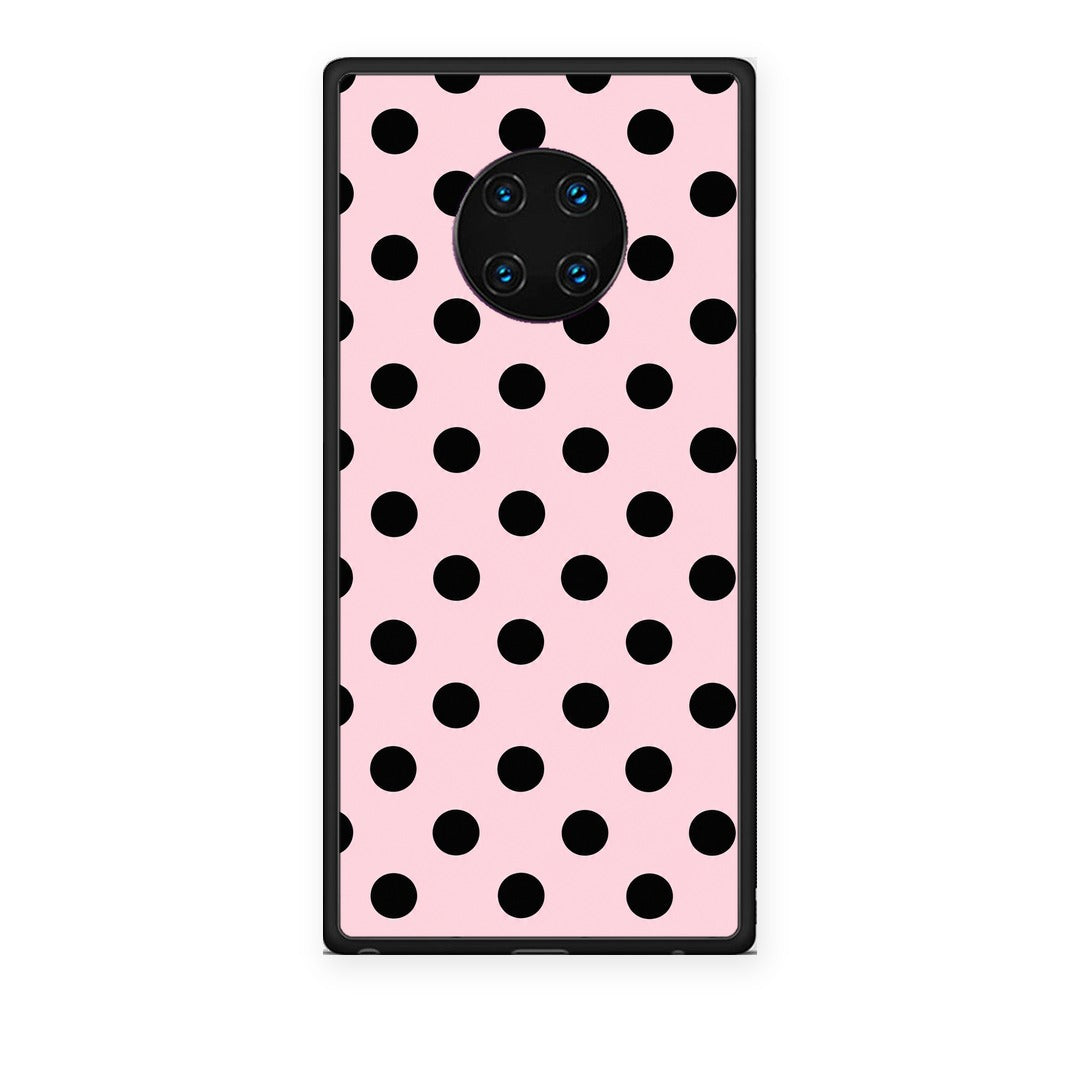 Θήκη Huawei Mate 30 Pro Black Polka Dots on Pink από τη Smartfits με σχέδιο στο πίσω μέρος και μαύρο περίβλημα | Huawei Mate 30 Pro Black Polka Dots on Pink case with colorful back and black bezels
