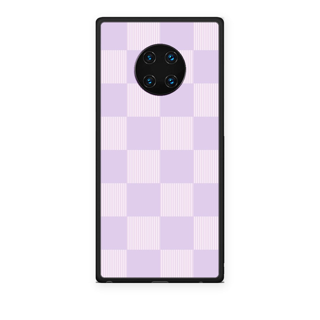 Θήκη Huawei Mate 30 Pro Lilac and Cream Striped Checks από τη Smartfits με σχέδιο στο πίσω μέρος και μαύρο περίβλημα | Huawei Mate 30 Pro Lilac and Cream Striped Checks case with colorful back and black bezels