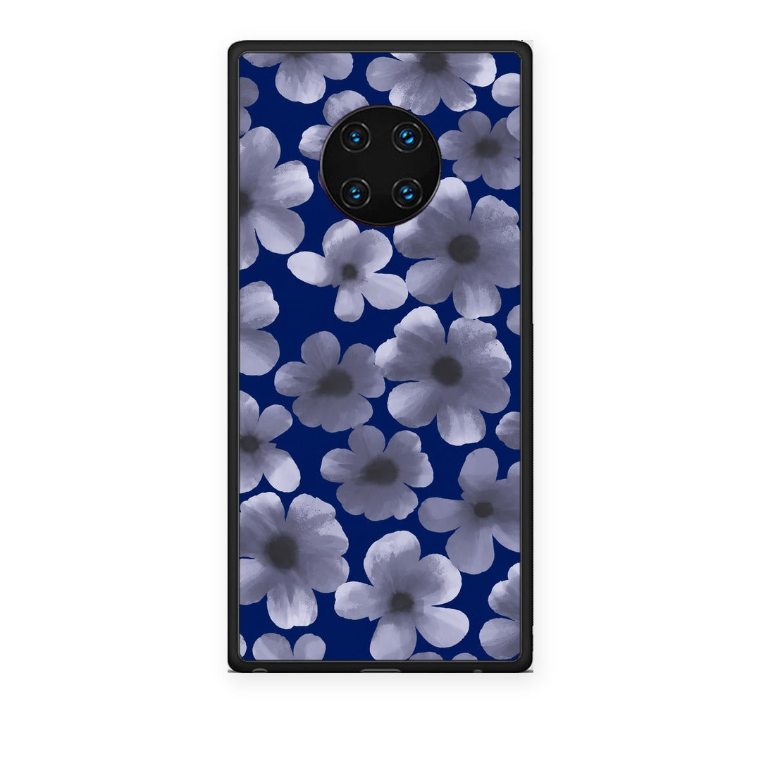 Θήκη Huawei Mate 30 Pro Pale Blue Flowers on Navy από τη Smartfits με σχέδιο στο πίσω μέρος και μαύρο περίβλημα | Huawei Mate 30 Pro Pale Blue Flowers on Navy case with colorful back and black bezels