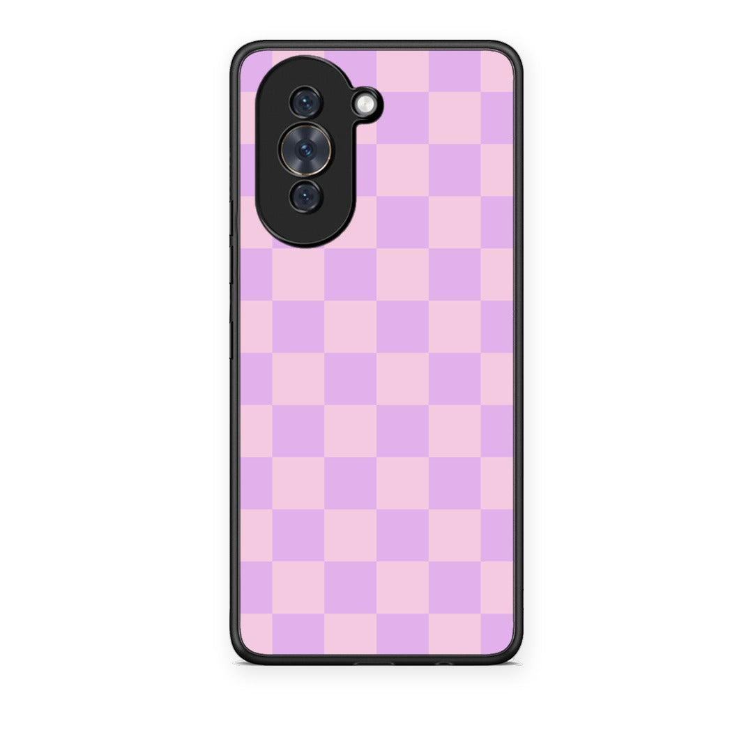 Θήκη Huawei Nova 10 Lavender and Pink Checkerboard από τη Smartfits με σχέδιο στο πίσω μέρος και μαύρο περίβλημα | Huawei Nova 10 Lavender and Pink Checkerboard case with colorful back and black bezels