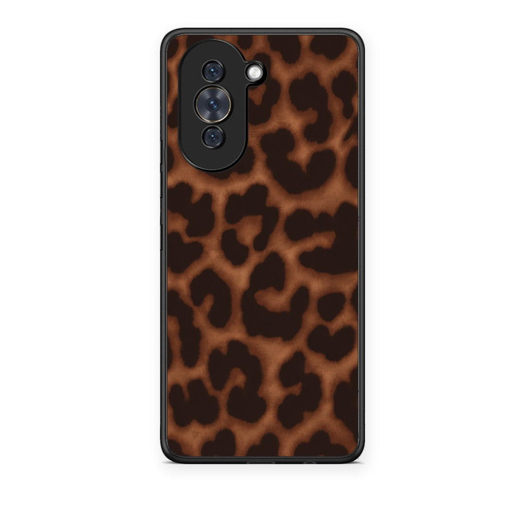 Θήκη Huawei Nova 10 Leopard Print Dark Brown από τη Smartfits με σχέδιο στο πίσω μέρος και μαύρο περίβλημα | Huawei Nova 10 Leopard Print Dark Brown case with colorful back and black bezels