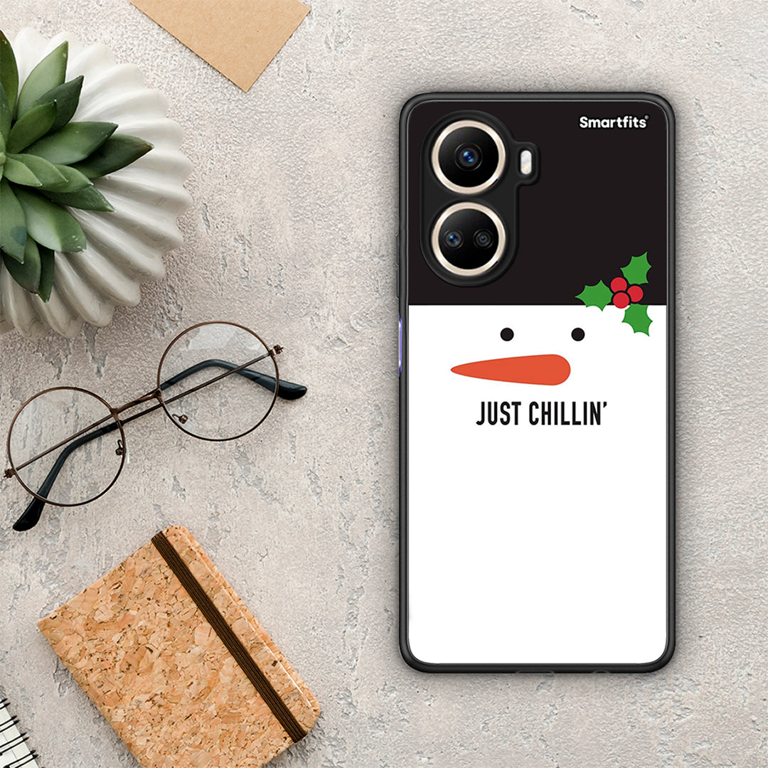 Θήκη Huawei Nova 10 SE Christmas Chillin από τη Smartfits με σχέδιο στο πίσω μέρος και μαύρο περίβλημα | Huawei Nova 10 SE Christmas Chillin Case with Colorful Back and Black Bezels