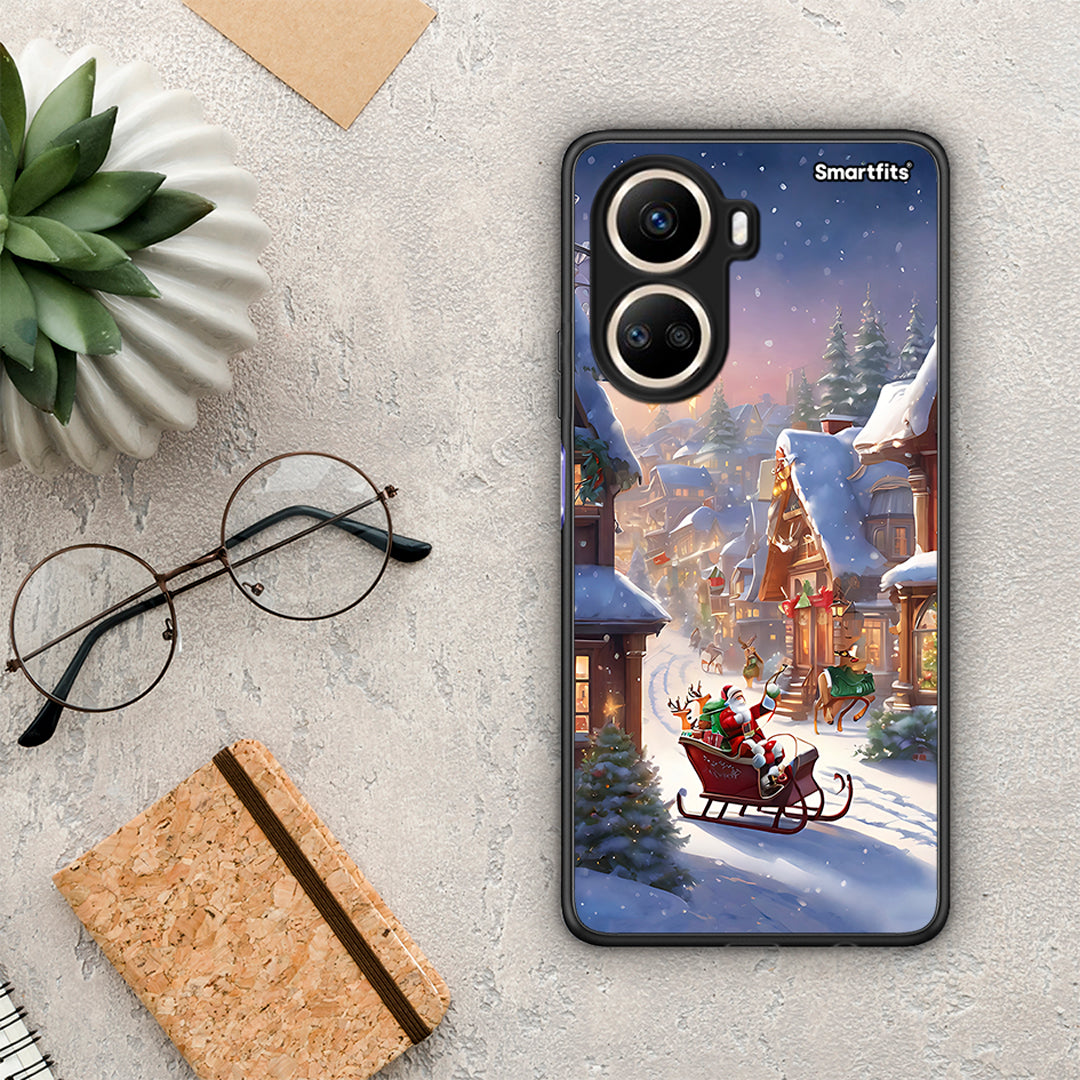 Θήκη Huawei Nova 10 SE Christmas Snow από τη Smartfits με σχέδιο στο πίσω μέρος και μαύρο περίβλημα | Huawei Nova 10 SE Christmas Snow Case with Colorful Back and Black Bezels
