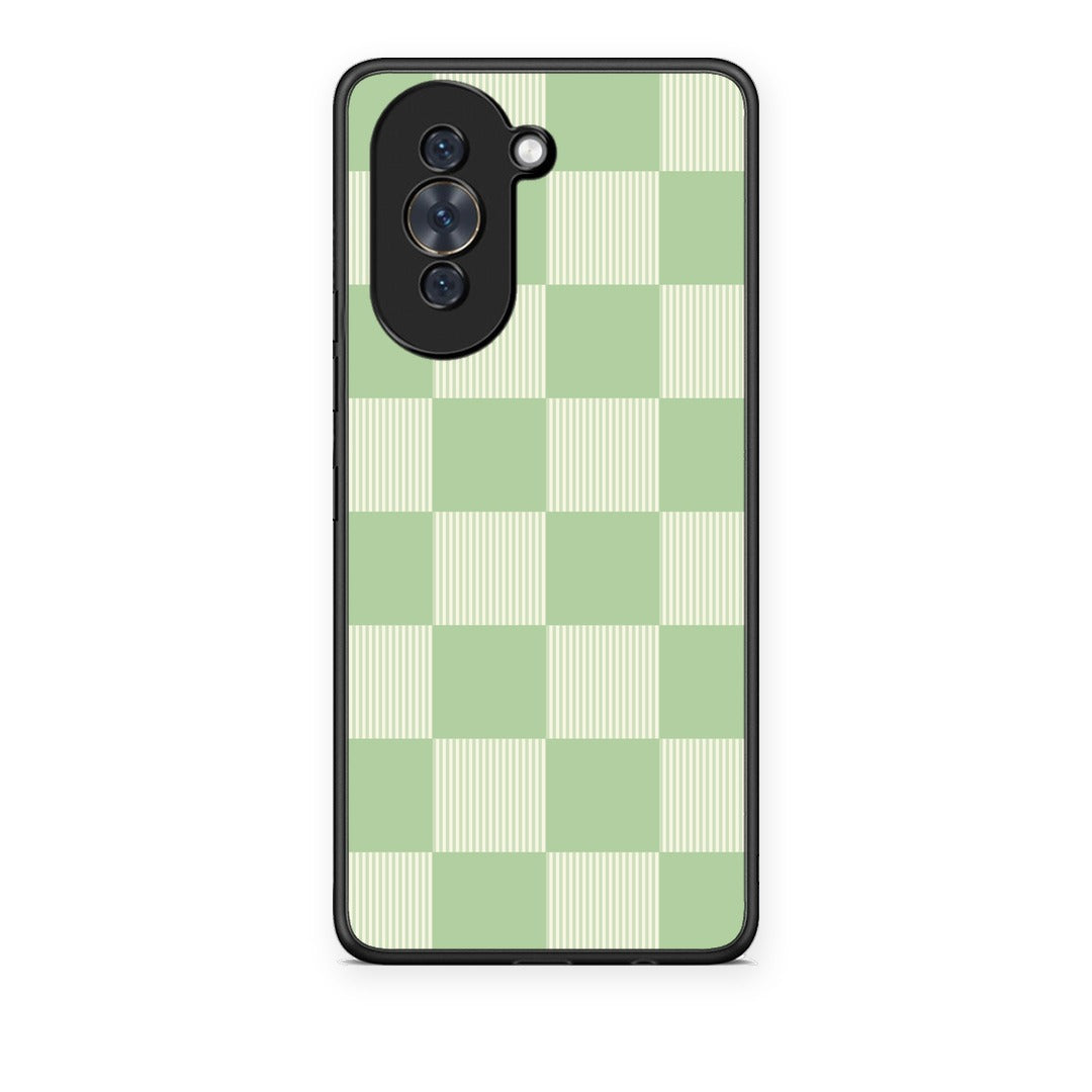 Θήκη Huawei Nova 10 Sage and Cream Striped Checks από τη Smartfits με σχέδιο στο πίσω μέρος και μαύρο περίβλημα | Huawei Nova 10 Sage and Cream Striped Checks case with colorful back and black bezels