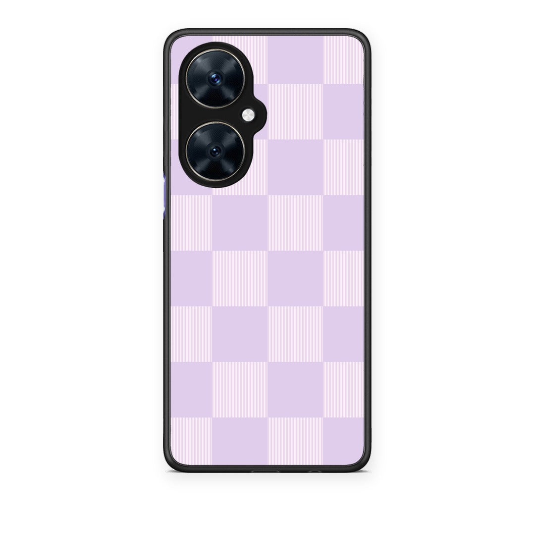 Θήκη Huawei Nova 11i Lilac and Cream Striped Checks από τη Smartfits με σχέδιο στο πίσω μέρος και μαύρο περίβλημα | Huawei Nova 11i Lilac and Cream Striped Checks case with colorful back and black bezels