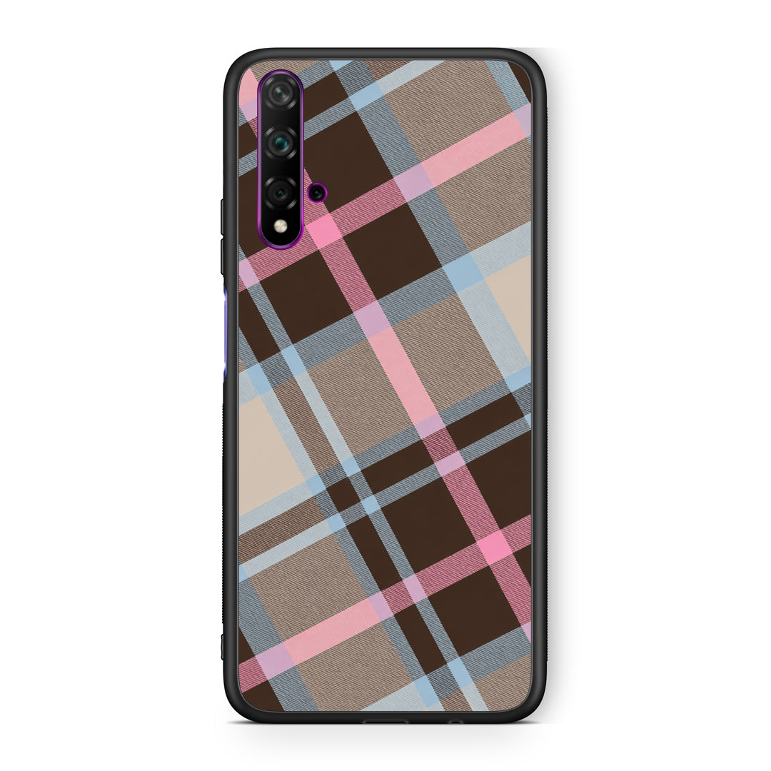 Θήκη Huawei Nova 5T / Honor 20 Brown Pink and Blue Diagonal Plaid από τη Smartfits με σχέδιο στο πίσω μέρος και μαύρο περίβλημα | Huawei Nova 5T / Honor 20 Brown Pink and Blue Diagonal Plaid case with colorful back and black bezels