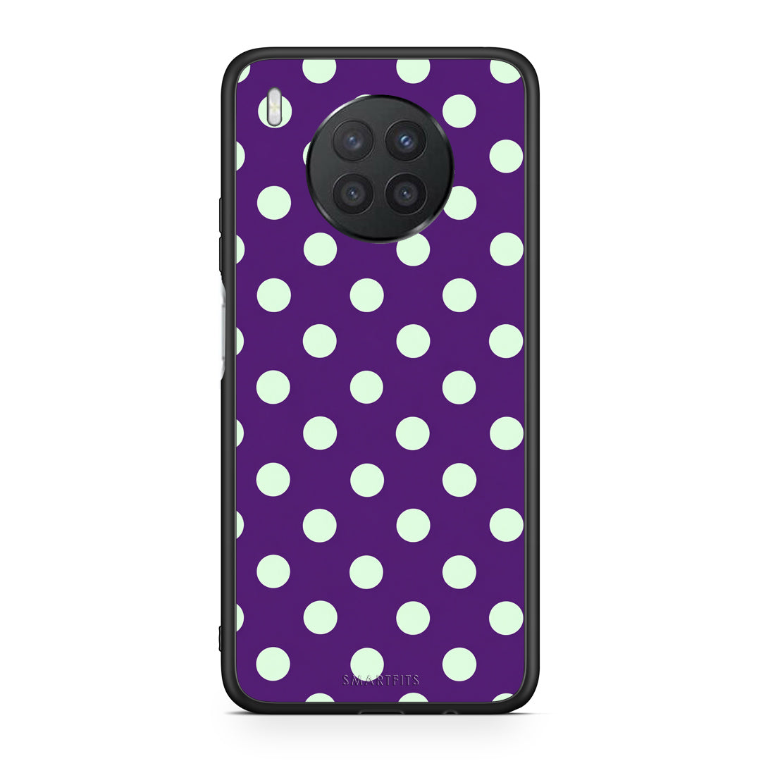 Θήκη Huawei Nova 8i / Honor 50 Lite Mint Polka Dots on Purple από τη Smartfits με σχέδιο στο πίσω μέρος και μαύρο περίβλημα | Huawei Nova 8i / Honor 50 Lite Mint Polka Dots on Purple case with colorful back and black bezels