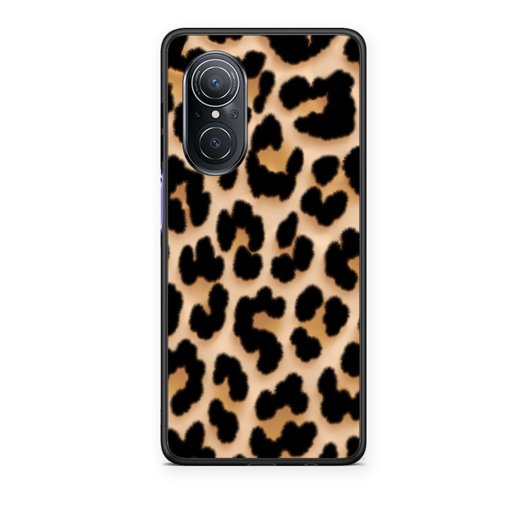 Θήκη Huawei Nova 9 SE Leopard Print Tan Large από τη Smartfits με σχέδιο στο πίσω μέρος και μαύρο περίβλημα | Huawei Nova 9 SE Leopard Print Tan Large case with colorful back and black bezels