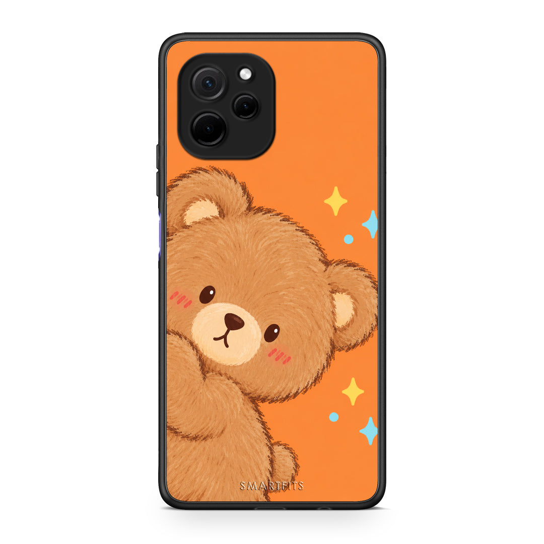 Θήκη Huawei Nova Y61 Peekaboo Teddy on Orange από τη Smartfits με σχέδιο στο πίσω μέρος και μαύρο περίβλημα | Huawei Nova Y61 Peekaboo Teddy on Orange case with colorful back and black bezels